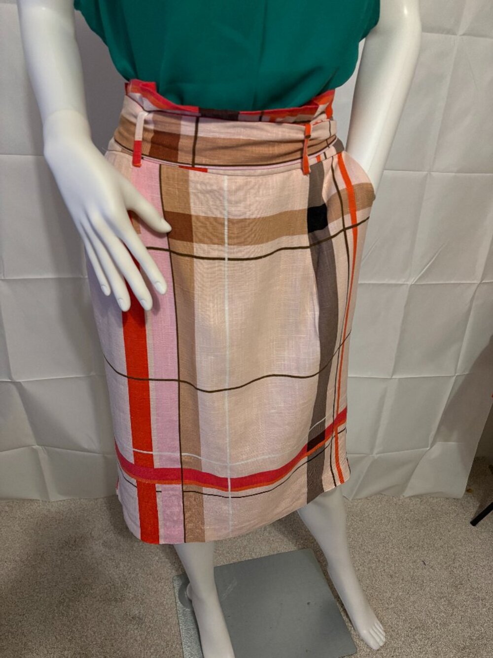 Ann Taylor Size 6 Plaid Paperbag Waist Pencil Skirt w/ Belt Pockets